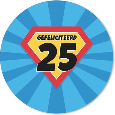 Muismat rond 20x20 cm - Mousepad Verjaardag - 25 jaar - Superheldencape - Ronde muismatten
