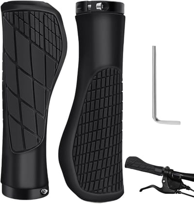 Fiets handvatten-handvatten fiets-Fietsstuur - 22,2 mm - Ergonomisch fietsstuur - Antislip rubberen universeel mountainbikestuur - Geschikt voor mountainbikes, downhillfietsen en opvouwbare stadsfietsen - Zwart - 13,2 x 3,4 cm