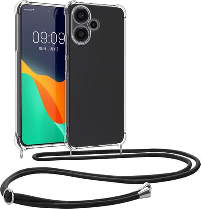 kwmobile telefoonhoesje geschikt voor Xiaomi Redmi Note 13 Pro+ 5G / Redmi Note 13 Pro Plus 5G - Hoesje met telefoonkoord - Back cover in transparant / zwart