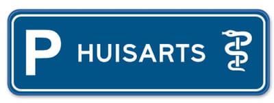 Parkeerbord Huisarts - blauw - Weerbestendig Aluminium - 40x15 cm - Bevestiging: Zonder bevestiging (alleen het bord)