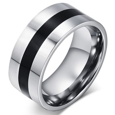 RVS heren ring Black Line 9mm-17mm