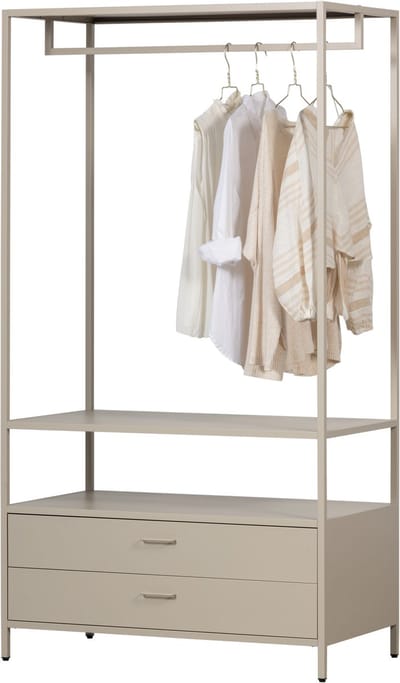 WOOOD Ferris Open Kledingkast 100 cm - Metaal - Zand - 185x100x54