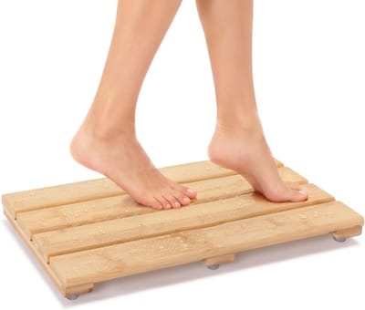 Antislip bamboe douchemat voor badkamer - Kleine bamboehouten badmat (40 x 25 cm)
