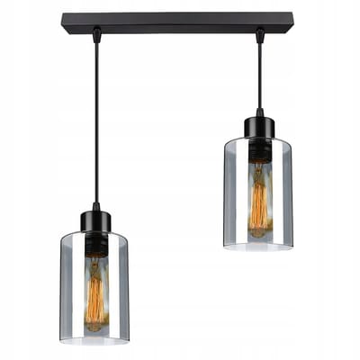 Hanglamp Glas Zwart E27 2x60W Modern Design LX-1220