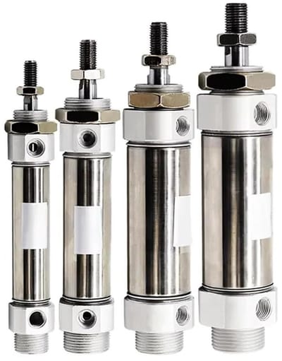 Perslucht Cilinder - Mini Cilinder - Industriële Automatisering - Roestvrij Staal - Slag 50 mm - Zilverkleurig