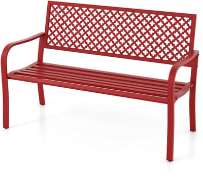 COSTWAY Tuinbank van metaal, weerbestendige zitbank voor 2-3-zits, parkeerbank met rugleuning en armleuning, metalen bank tot 300 kg belastbaar, ijzeren bank voor tuin, terras, balkon, 127 x 62 x 86