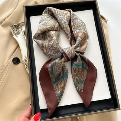 Europa Amerika Retro 70*70cm Zijden Vierkante Sjaal Vrouwen Haarband Tas Haarband Necksjaal Hoofdband Foulard Lint Meisje Hijab 70X70cm gray