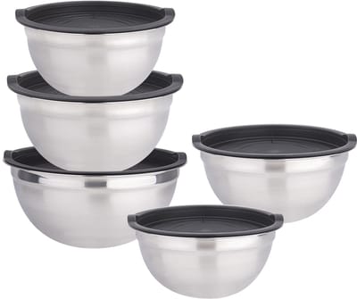 Cheffinger Mengkom - Set van 5 Keukenkommen met Deksels - 16/18/20/22/24cm - Kommenset