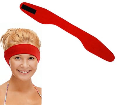 Zwemhoofdband - Elastische oorbeschermers - Waterdicht - Verstelbaar - Beschermt de oren - Geschikt voor peuters, kinderen en volwassenen - Geschikt voor badkamers, douches, zwembaden, stranden, enz. - Rood