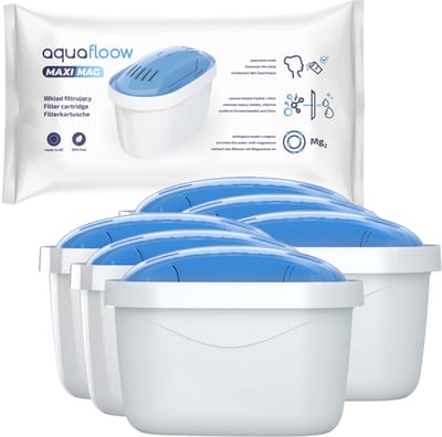 Aquafloow 6x Waterfilters met Magnesium voor Waterkan - Vervangingfilter – Geschikt voor Brita Maxtra+, Style, Marella Cool & Mavea
