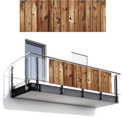 Balkonscherm 300x110 cm - Balkonposter Hout - Planken - Bruin - Balkon scherm decoratie - Balkonschermen - Balkondoek zonnescherm