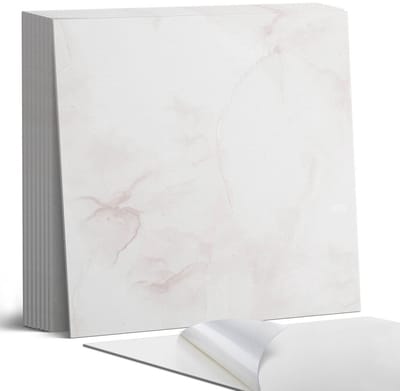 Coloray Plaktegels - Fijn marmerpatroon Portugese Tegels - 30 cm x 30 cm - Romig Plaktegels - 9 stuks - Vierkant PVC Tegels - Plaktegels Keuken - Zelfklevende Vloertegels - Vinyl Tegels Zelfklevend - Zelfklevende Tegels