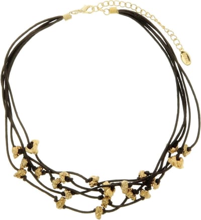 Behave - Dames Ketting - Boho Stijl - Zwart Met Goudkleur - 40+8 cm