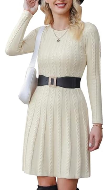 Elegante gebreide midi-jurk met col voor dames - Modieuze trui-jurk voor vrije tijd en feestelijke gelegenheden