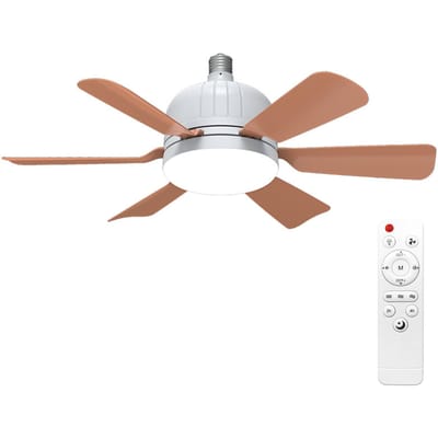 Stille verwijderbare ventilatorbladventilatorlamp Ventilatorlamp met zes bladen Kleurtemperatuur instelbaar van 3000K-6500K oranje