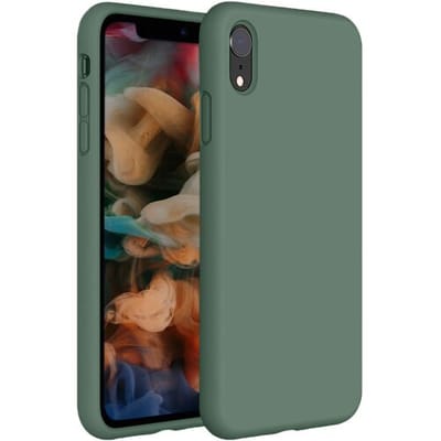 Coverzs Luxe Liquid Silicone case geschikt voor Apple iPhone Xr hoesje - Groen - Geschikt voor iPhone Xr case - Dennen groene case - Beschermhoesje - Backcover hoesje - Dennengroen