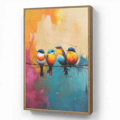 Wandlamp 60x90 cm - Oplaadbaar - Vogels - Kleurrijk - Tak - Abstract - Wandlampen binnen woonkamer - Slaapkamer lamp - Decoratieve nachtlamp - Vloerlamp draadloos