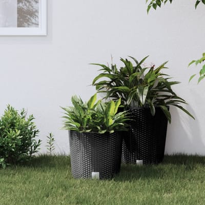 vidaXL - Plantenbak - uitneembare - bak - rattan-look - 15/15,3 - L - PP - antraciet