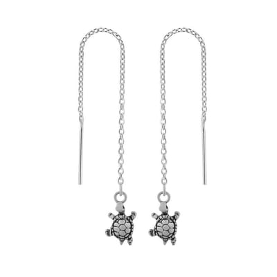 Zilveren ear jewels - chain oorbellen - schildpad - 925 zilver