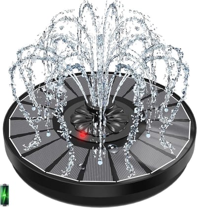 Zonne-energie waterfontein 2000 mAh met LED-indicator - Glazen paneel en 7 spuitmonden voor tuin en vijver