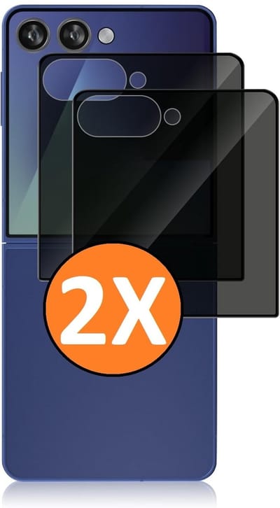Privacy Screenprotectors Geschikt voor Samsung Galaxy Flip 7 screenprotector Privacy - 2 Stuks - Full screen protector tempered glass - gehard glas voor Geschikt voor Samsung Flip7