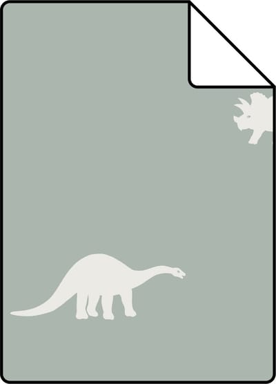 Proefstaal ESTAhome behang dinosaurussen vergrijsd mintgroen - 26.5 x 21 cm - 139284-S