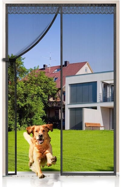 Magnetisch hor van glasvezel, 100x220 cm, geschikt voor magneten geschikt voor automatische sluiting en insectenwering, boren niet nodig, zwart.