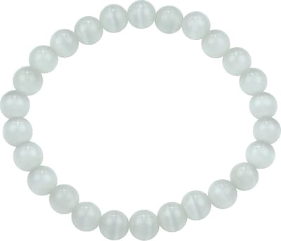 Edelstenen armband Cat's Eye White - kattenoog - elastisch armband - luxe sieraden zakje - wit armband - armband dames -