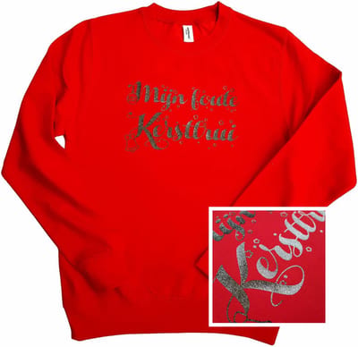 Rode trui / sweater met "Mijn foute kersttrui" - zwart glitter - maat S - kerst, kerstmis, fout, kerstfeest, kerstmis, kerstdiner, aankleding