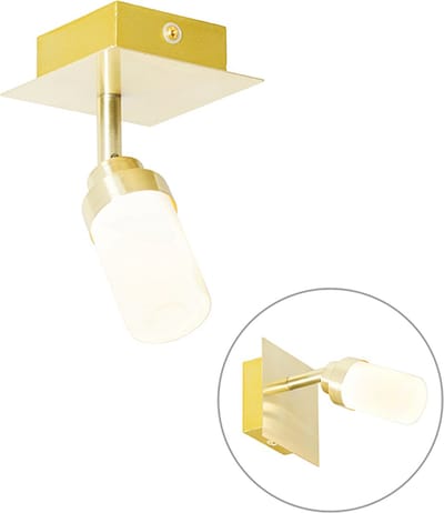 QAZQA japie - Moderne Wand en Plafondspot | Spotje | Opbouwspot voor badkamer - 1 lichts - L 10 cm - Goud/messing -