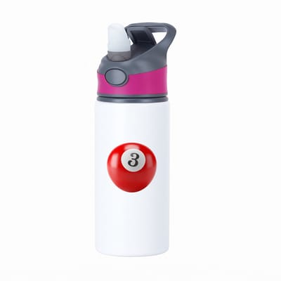 Hacebo® - Biljarten waterfles met rietje roze - Biljart - Biljarters - Snooker - poolen - nummer 3 - biljartbal - water fles - 650ML