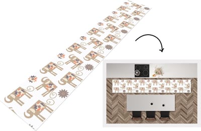 Keukenloper - Loper keuken - Bloemen - Olifant - Patroon - 300x50 cm - Keukenloper vinyl