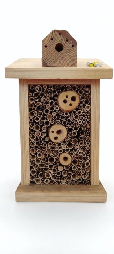 Insectenhotel-FSC Hout- Bijenhotel-11x13x21 cm. Keurige afwerking. Natuurlijke materialen.
