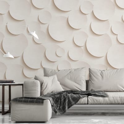 Fotobehang Profhome 382831-GU vliesbehang hardvinyl warmdruk in reliëf glad met grafisch patroon mat wit roze 1,59 m x 2,8 m