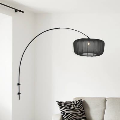 Wandlampen Trendy Zwart Bamboe en Metaal 1481ZW + K4193SS Draaibaar, Kantelbaar en Uitschuifbaar Sparkled Light