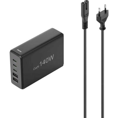 Hama USB-laadstation 140 W USB PD, Quick Charge 2.0, Quick Charge 3.0 Zwart Thuis Qualcomm Quick Charge 3.0, Snellader, GaN, USB Power Delivery