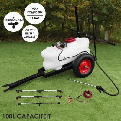Sproeiwagen getrokken - wit - 100 l - 6 sproeikoppen