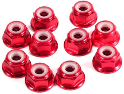 Zelfsluitende Moeren Set van 10 Stuks, M4 CNC Aluminium met Gevlochten Nylon, Donkerrood, Duurzaam en Betrouwbaar