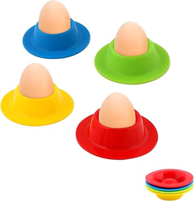 Siliconen Eierdopjes - Eierhouders Set - Ontbijt Tafel Decoratie - Stapelbaar Hittebestendig - 335 inch Hoog - Multicolor