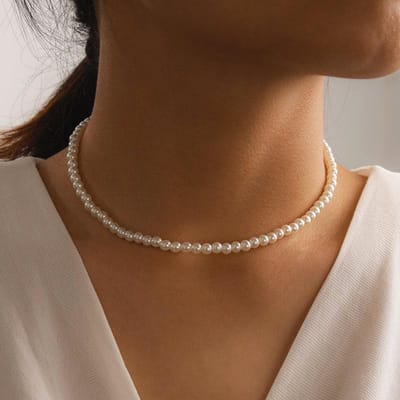 Nieuwe Mode Simpele Imitatie Parel Choker Ketting Voor Vrouwen Vintage Elegante Kralen Temperament Ketting Bruiloft Feest Sieraden brown