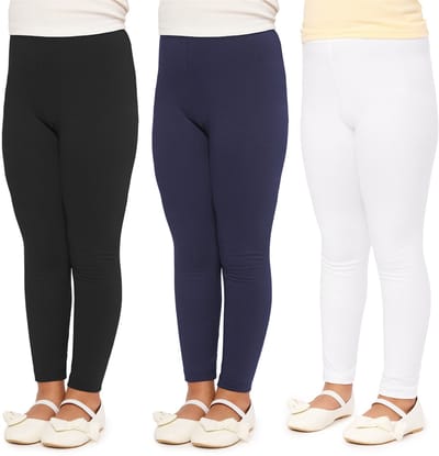 Merry Style 3 Pak Meisjes Leggings - Sport - Vrijetijdsbroek - Lang - Katoen – Sportbroek – Zwart/Wit/Navy – 122 – MS-MS10-225-LE