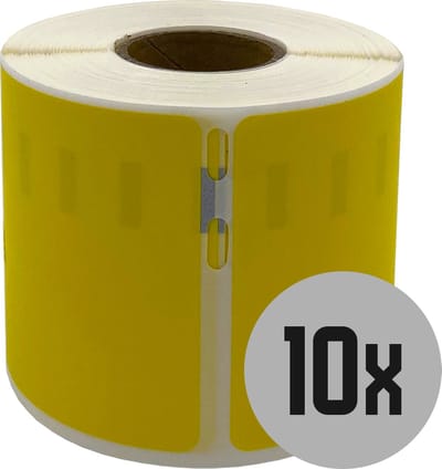 DULA Dymo kompatible Etiketten, S0722430 99014, 101 mm x 54 mm, Gelb, Permanent, 10 Rollen, 220 Etiketten pro Rolle