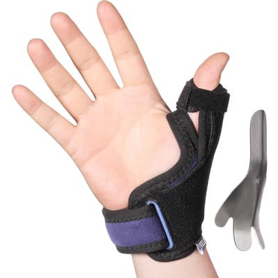 Attelle de support pour pouce Velpeau pour ténosynovite, entorse et main de souris - Attelle de pouce ultra légère ambidextre L
