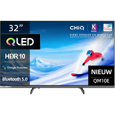 CHiQ L32QM10E 32 inch QLED smart Google TV   randloos metalen ontwerp, 90% DCI-P3-kleurweergave, HDR10, Dolby Audio   ideaal voor slaapkamers en