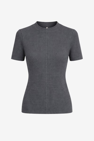 Rina rib knit top | Grey Melange - Grey Melange / S