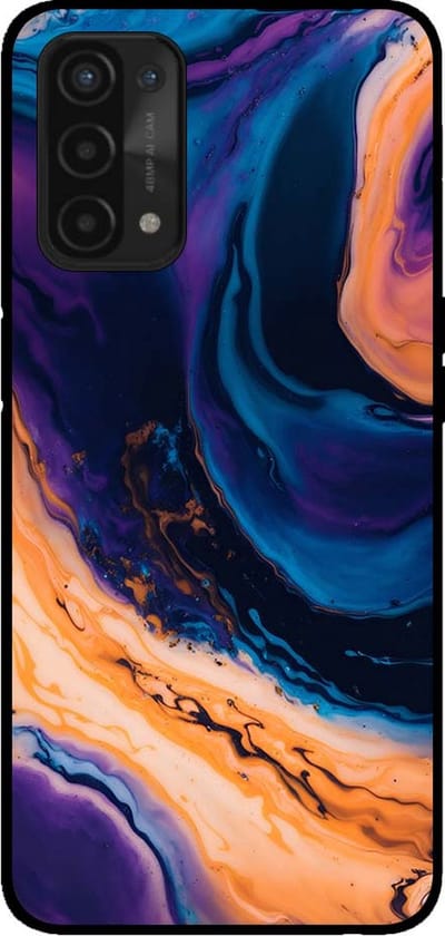 Smartphonica Telefoonhoesje voor OPPO A54 5G / A74 5G / A93 5G marmer look - backcover marmer hoesje - Blauw geschikt voor Oppo A54 5G;Oppo A74 5G;Oppo A93 5G