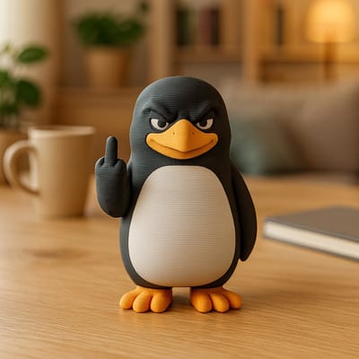 AnimalsAttitude - Klein Pinguïn figuur met attitude – Middelvinger bureau decoratie, grappig cadeau, 3D-geprinte verzamelbare figurine