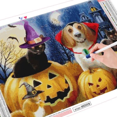 5D DIY Diamond schilderij kat nieuwe diamant borduurwerk hond mozaïek Halloween handgemaakte cadeau kunst aan de muur Full Square 20X30CM