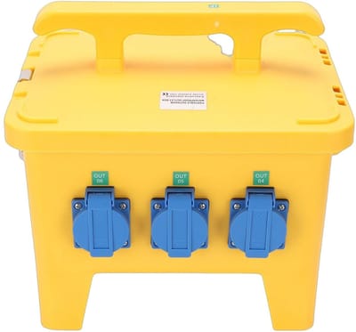 Dailygoods- Stroomverdeelkast waterdicht IP65 - 6 Uitgangen - Draagbaar - Bouwstroomverdeler - Vernikkeld - Handgreep - Stroomverdeler