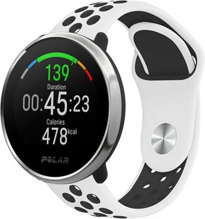 Strap-it Ademend siliconen sport bandje - geschikt voor Polar Unite / Ignite / Ignite 2 / Ignite 3 / Pacer - wit/zwart